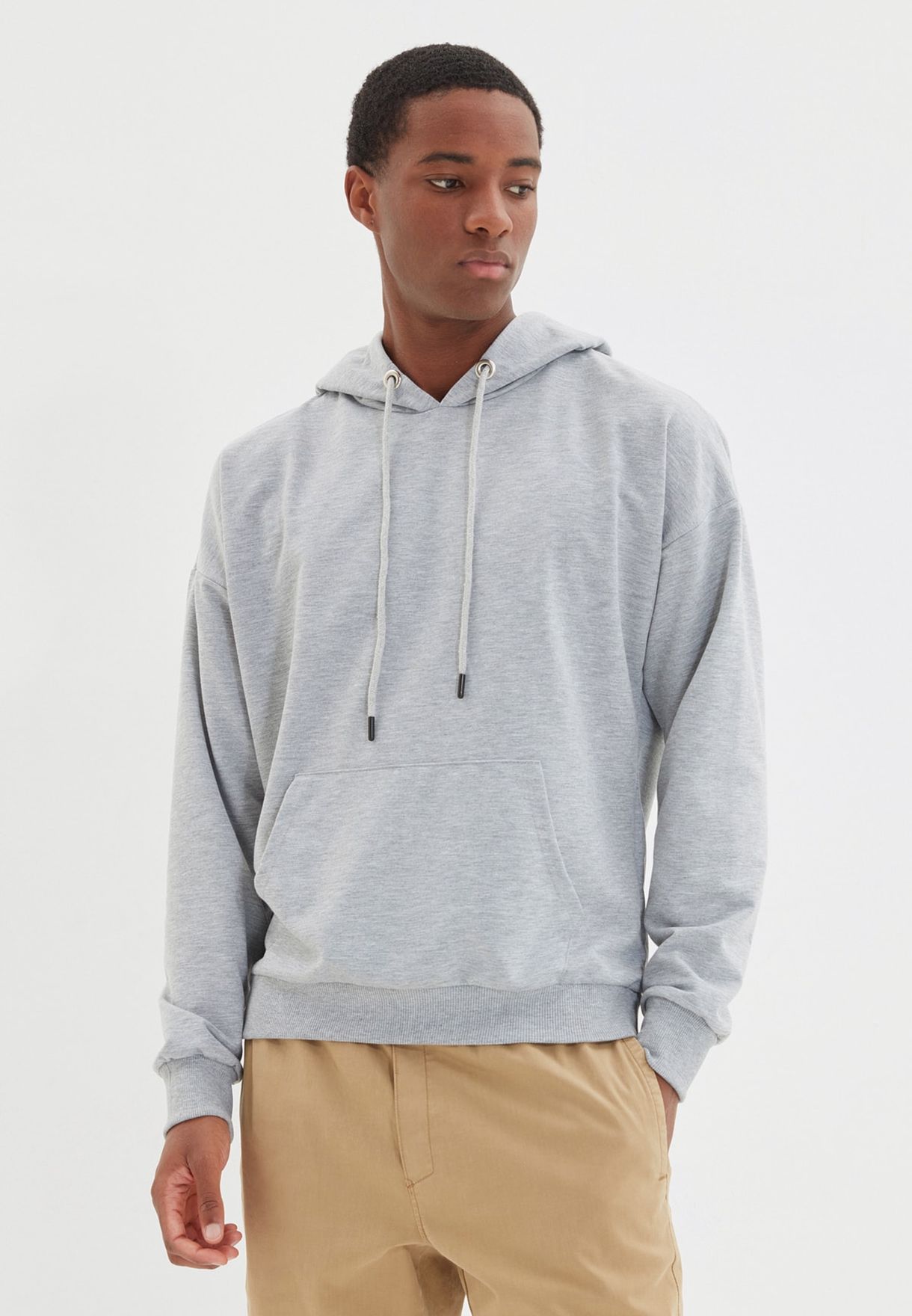 Buy Trendyol grey Back Print Oversize Hoodie for Men in Riyadh, Jeddah