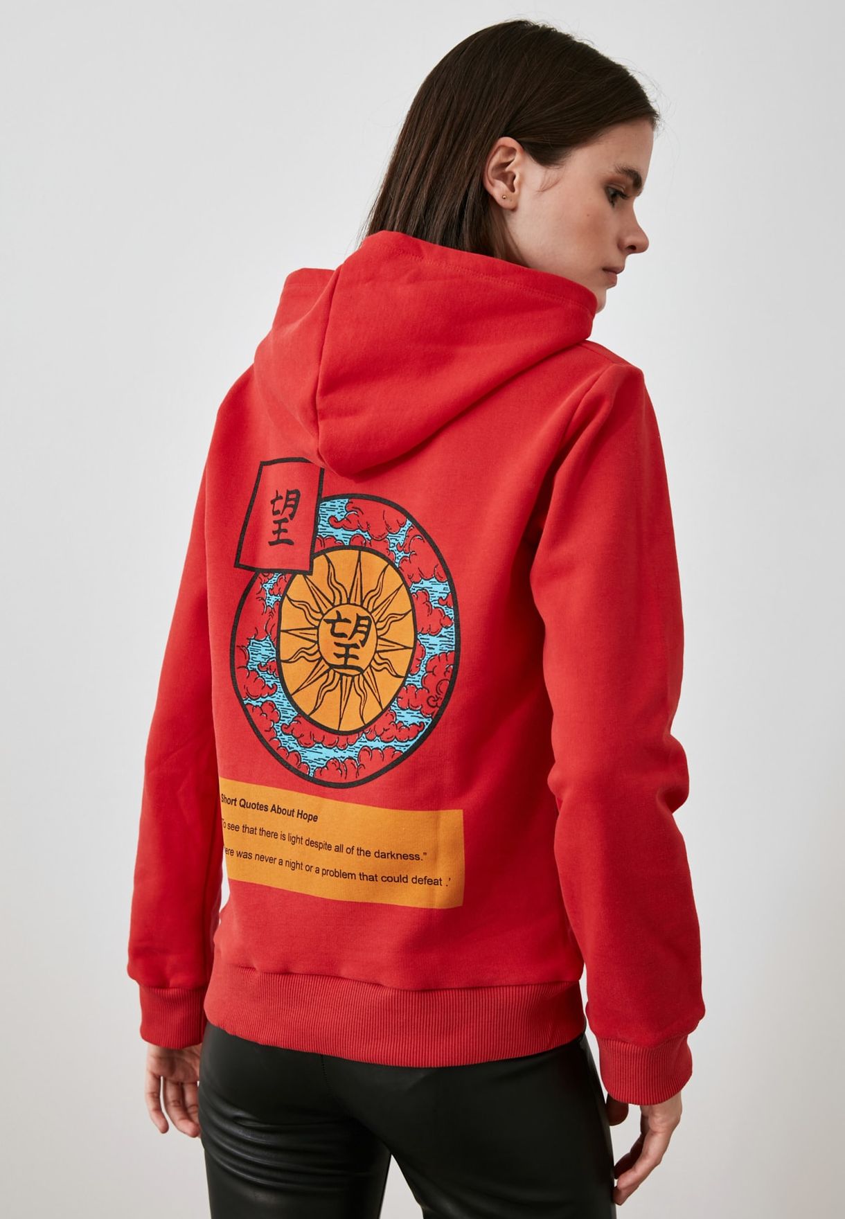 red graphic hoodie