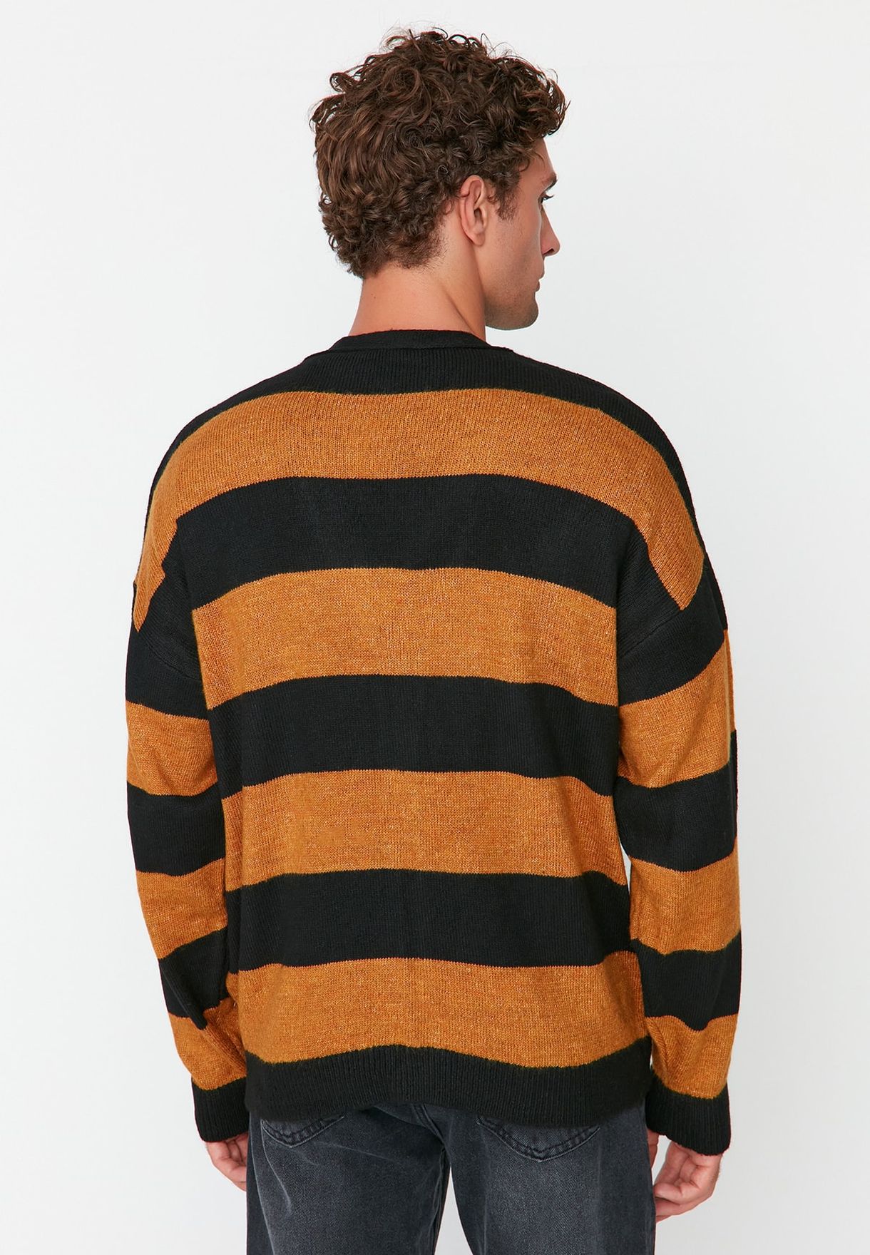 Striped Knitted Button Cardigan