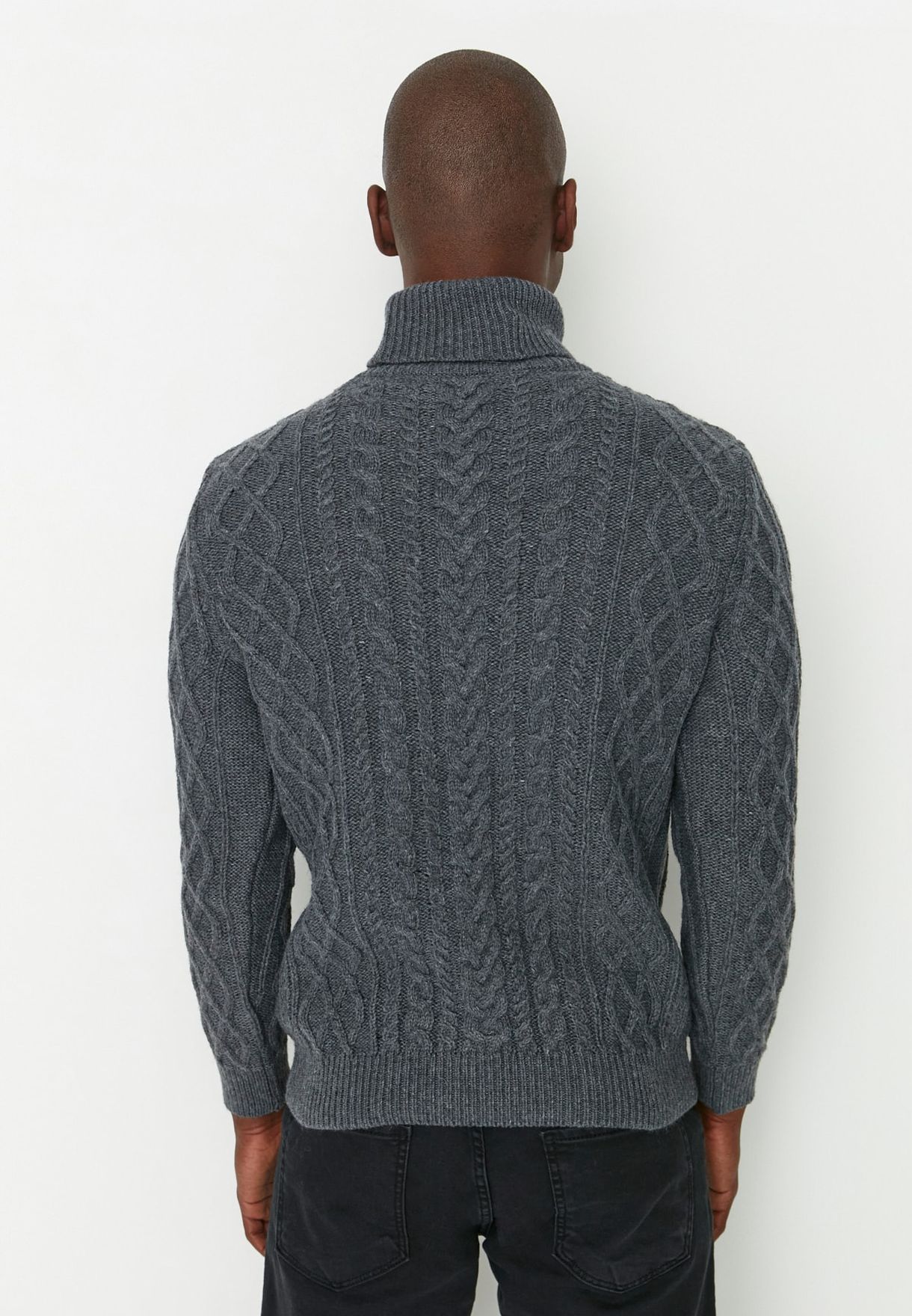 Turtle Neck Cable Knit Cardigan
