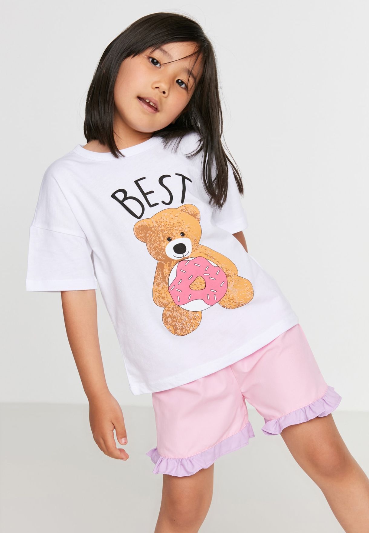Kids Teddy Bear Print T-Shirt