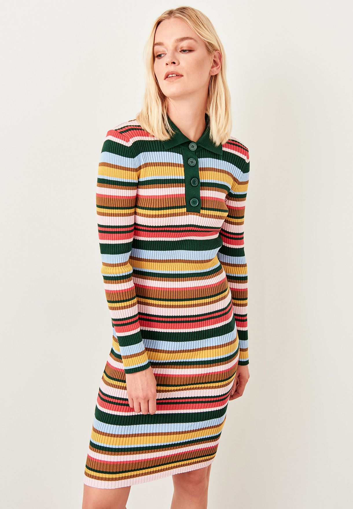 multicolor sweater dress