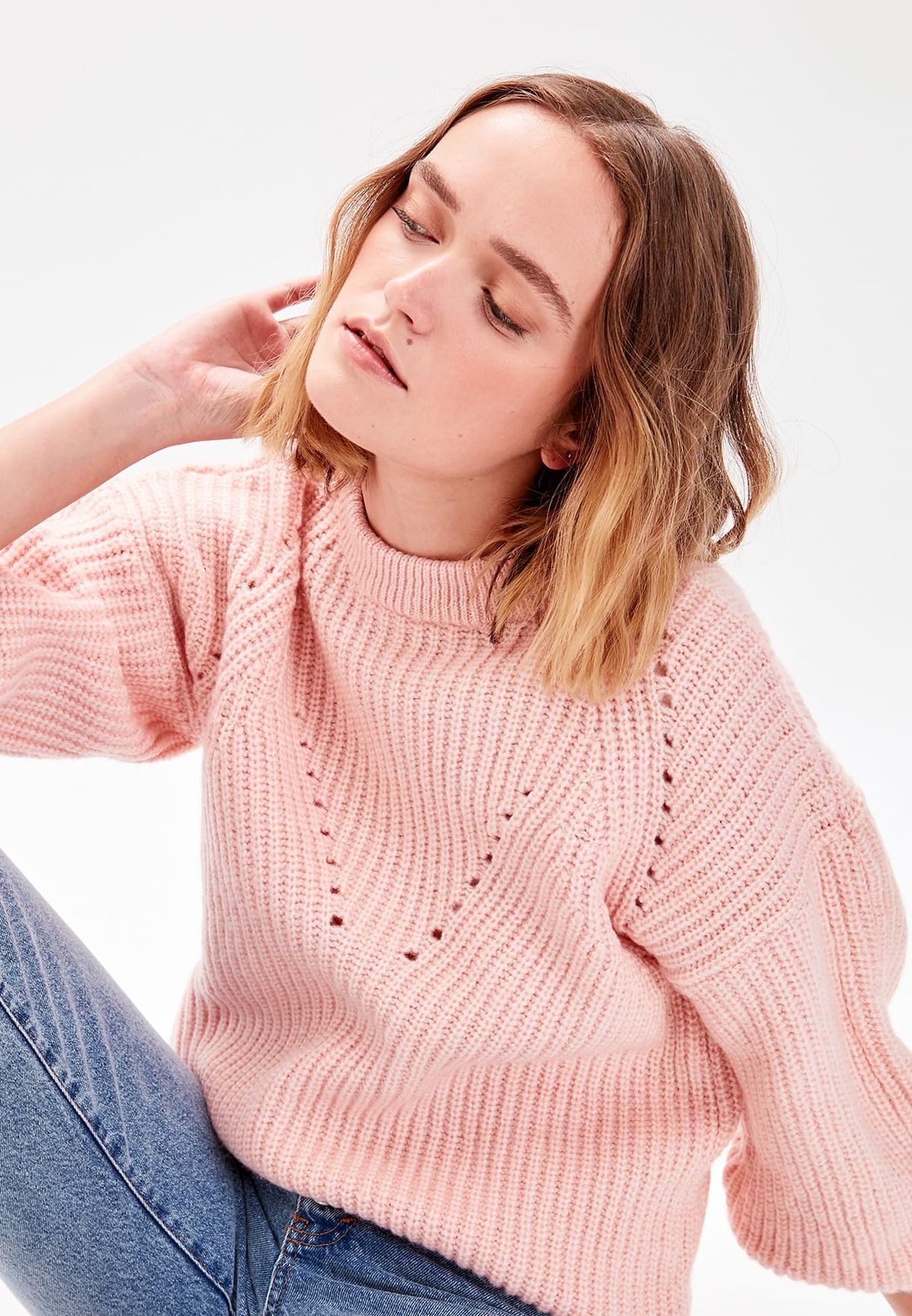 high neck knitted sweater