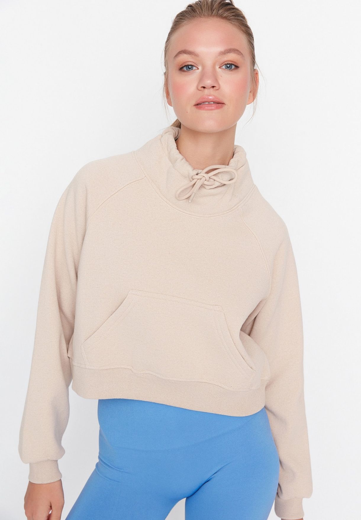 Crew Neck Drawstring Sweatshirt