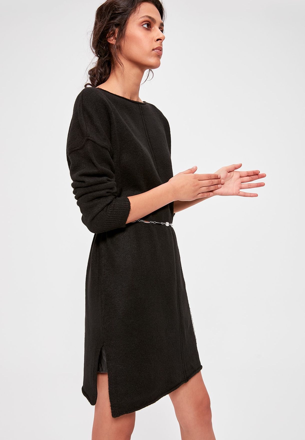 slit sweater dress