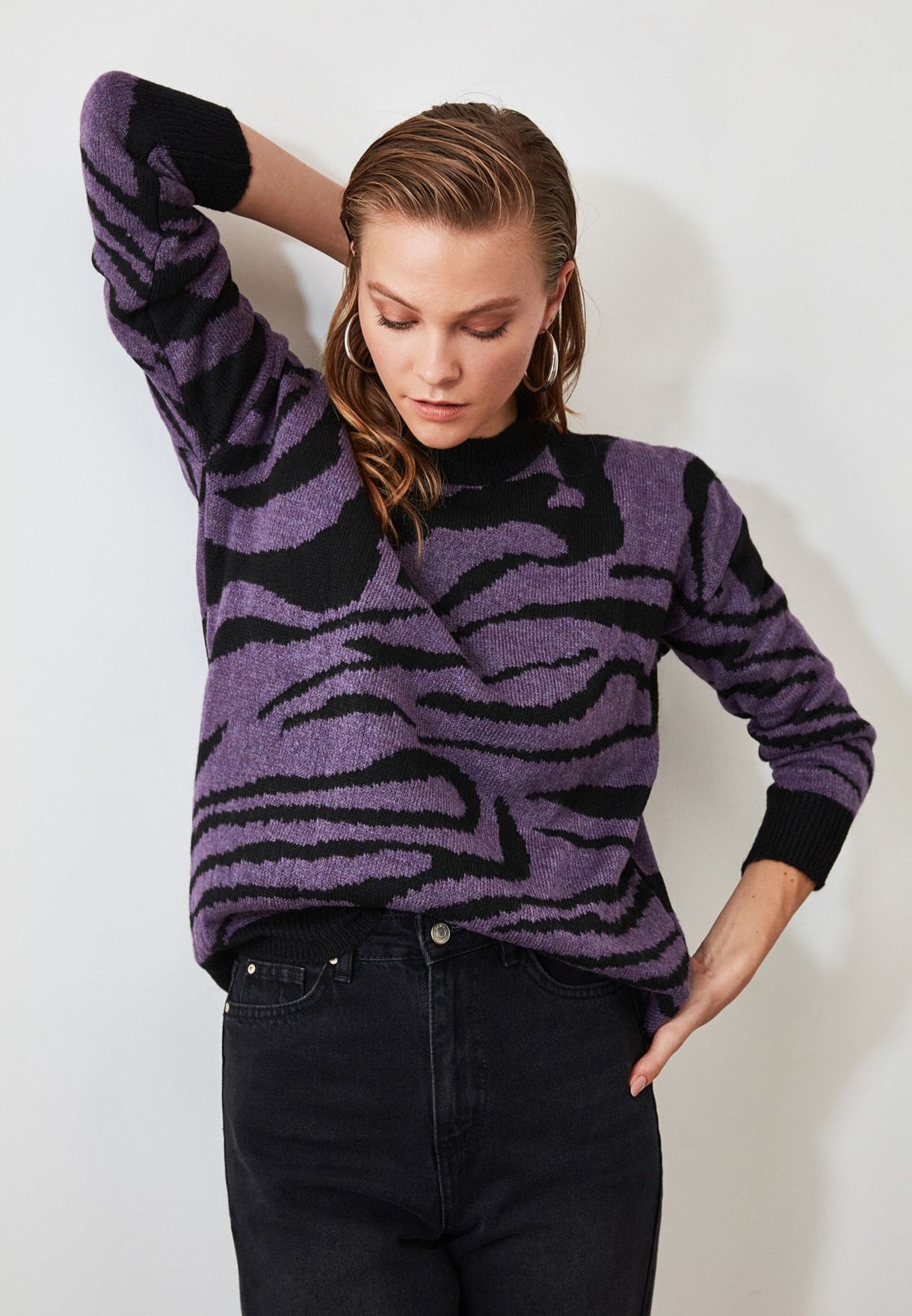 purple leopard print sweater