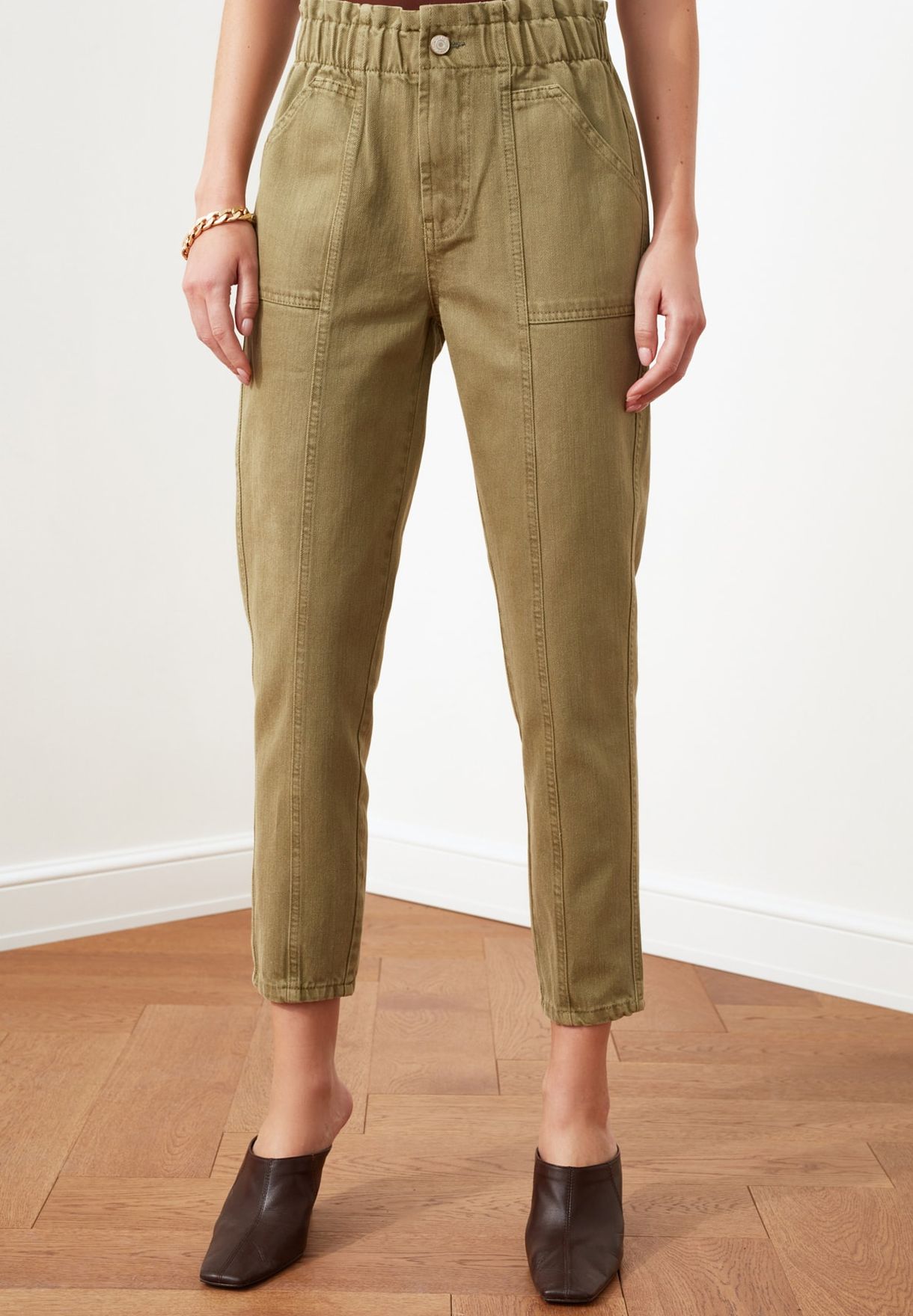 khaki mom jeans