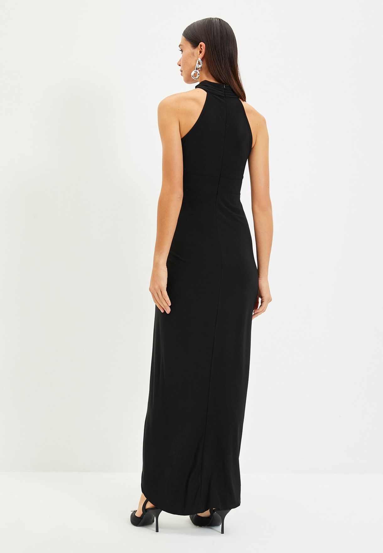 Buy Trendyol black Halter Neck Asymmetric Dress for Women in Dubai, Abu ...