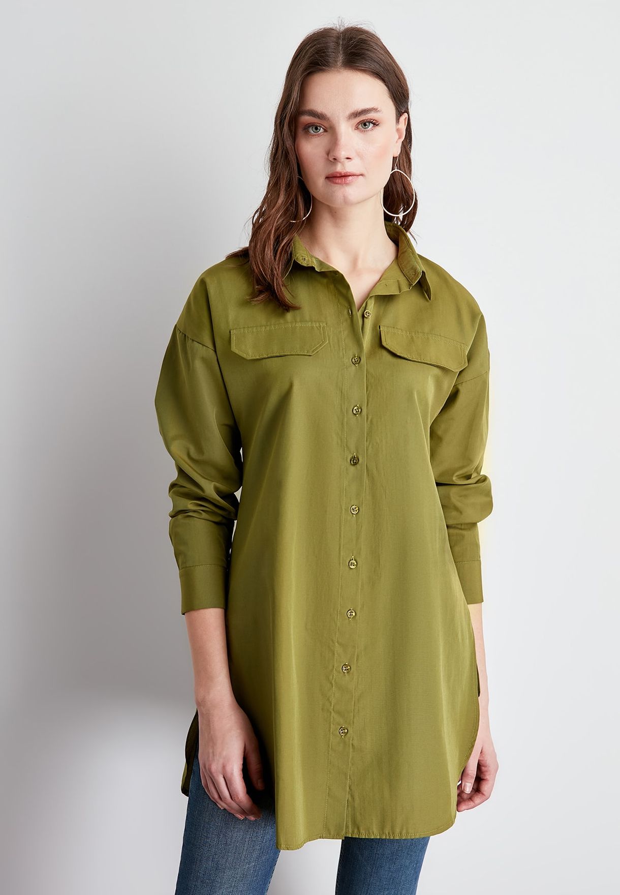 longline button down shirt