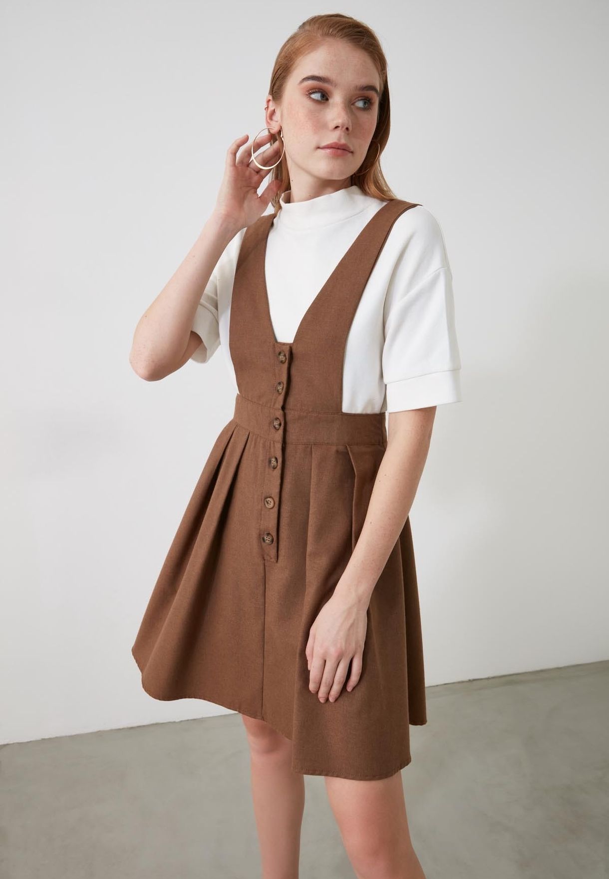 pinafore dress brown