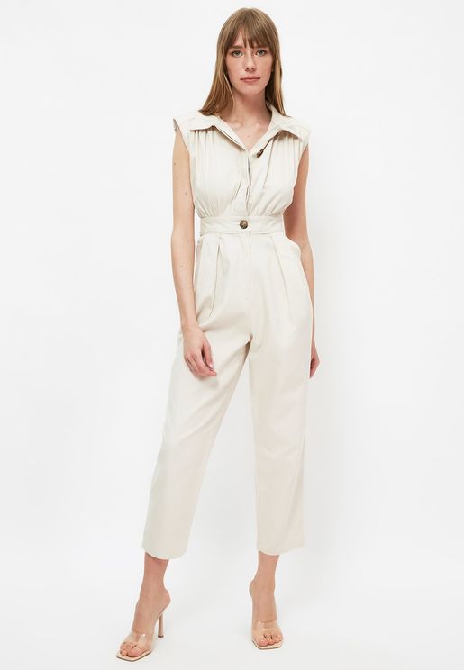 Brown Limited Edition in Clay Womens Clothing Jumpsuits and rompers Full-length jumpsuits and rompers Vetta Denim The Two Piece Jumpsuit 