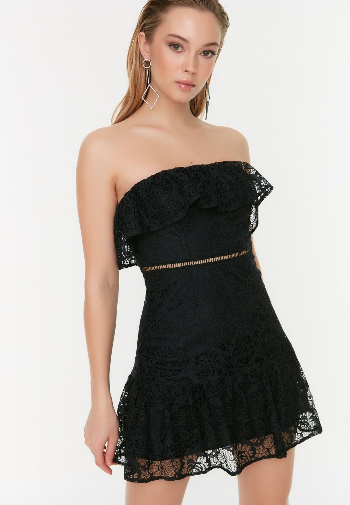 Bardot Lace Detail Dress
