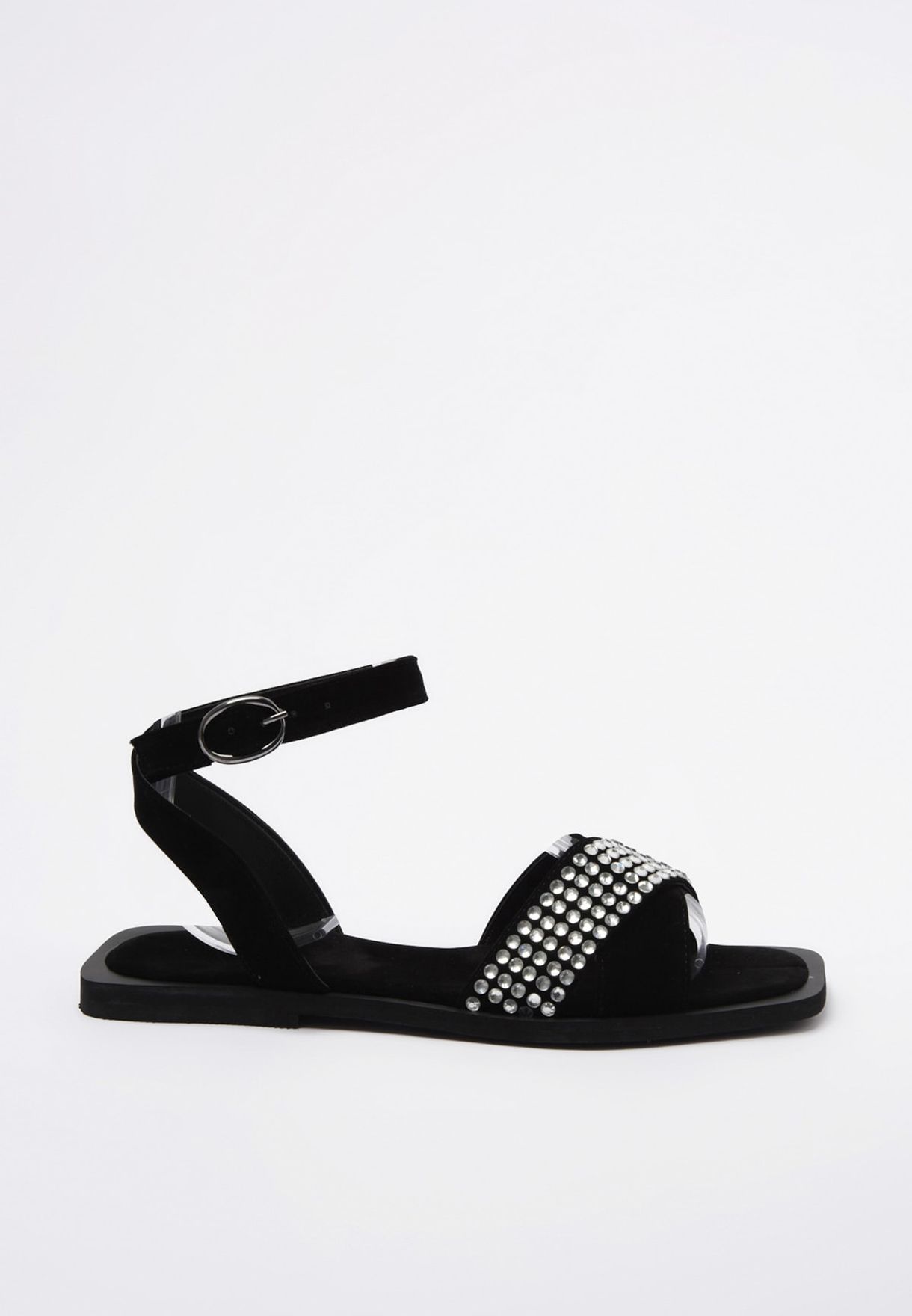 black studded flip flops