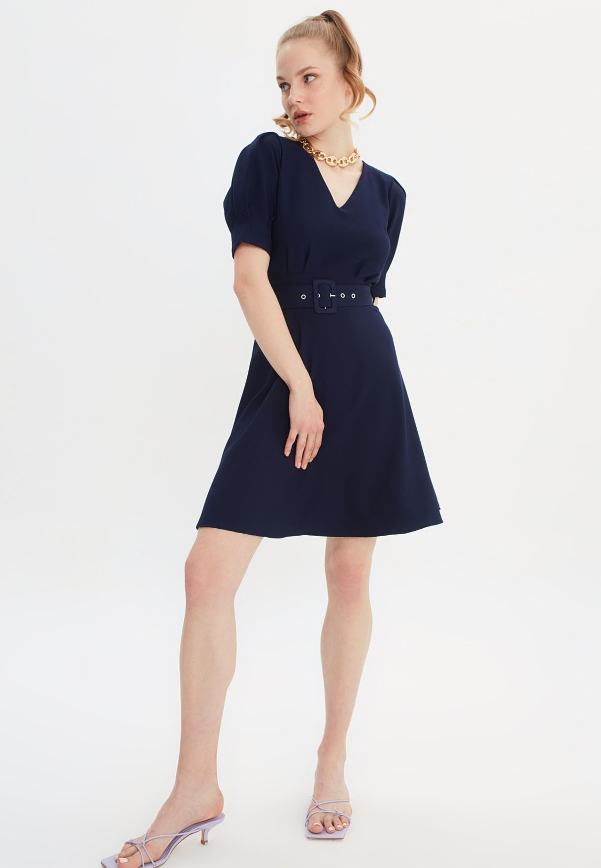 v neck skater dress