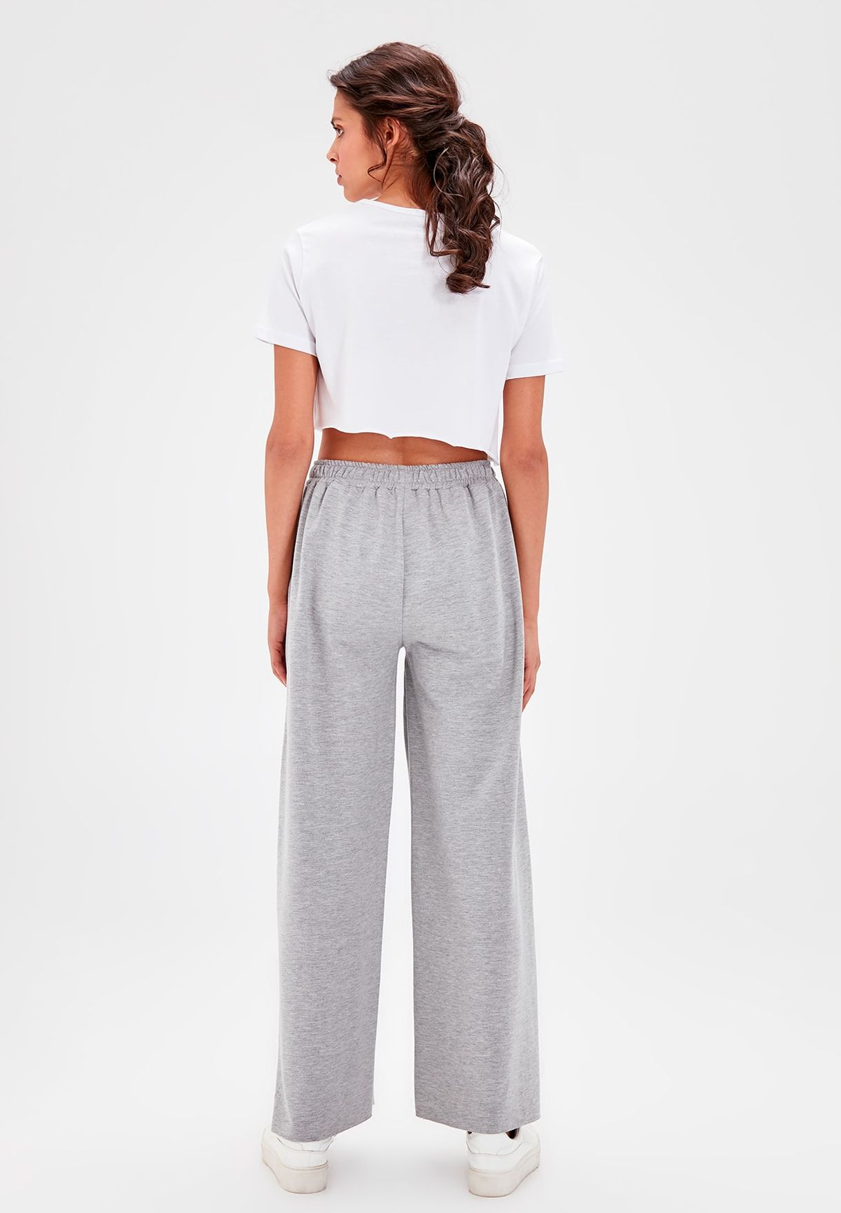 wide leg grey sweatpants