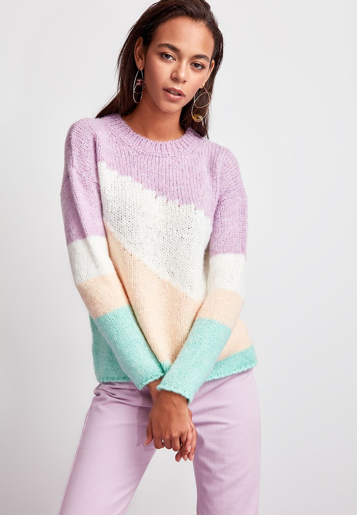 Buy Trendyol multicolor Colorblock Sweater for Women in MENA, Worldwide