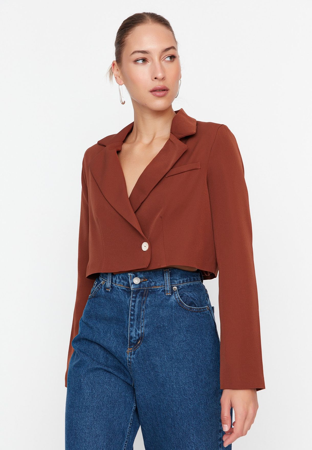Surplice Neck Crop Jacket