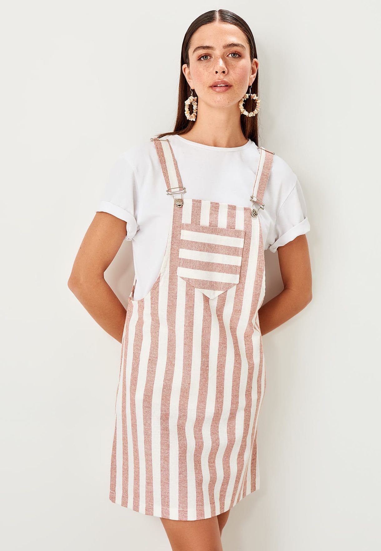 striped pinafore dress