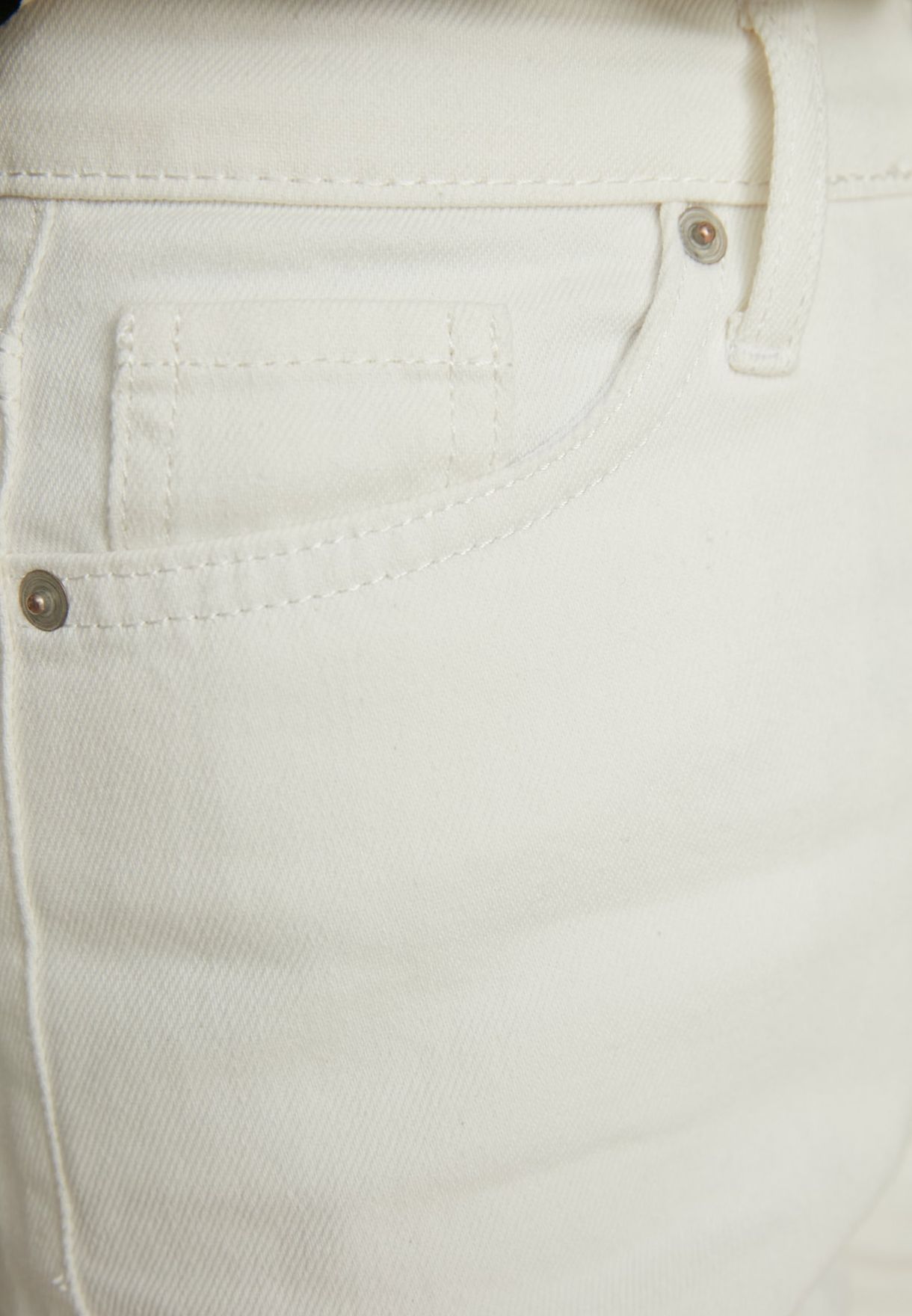 High Waist Button Detail Jeans